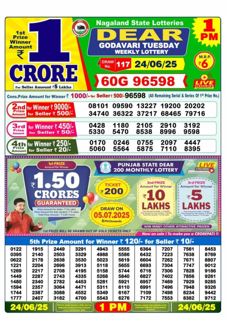 1PM Lottery Result