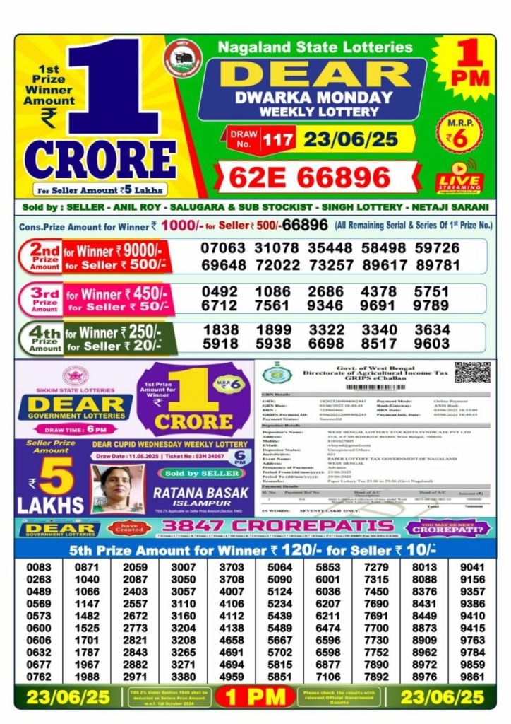 Dear Stork 1PM Lottery Result