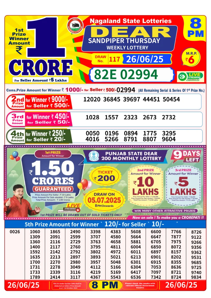 Dear Stork 8 PM Lottery Result