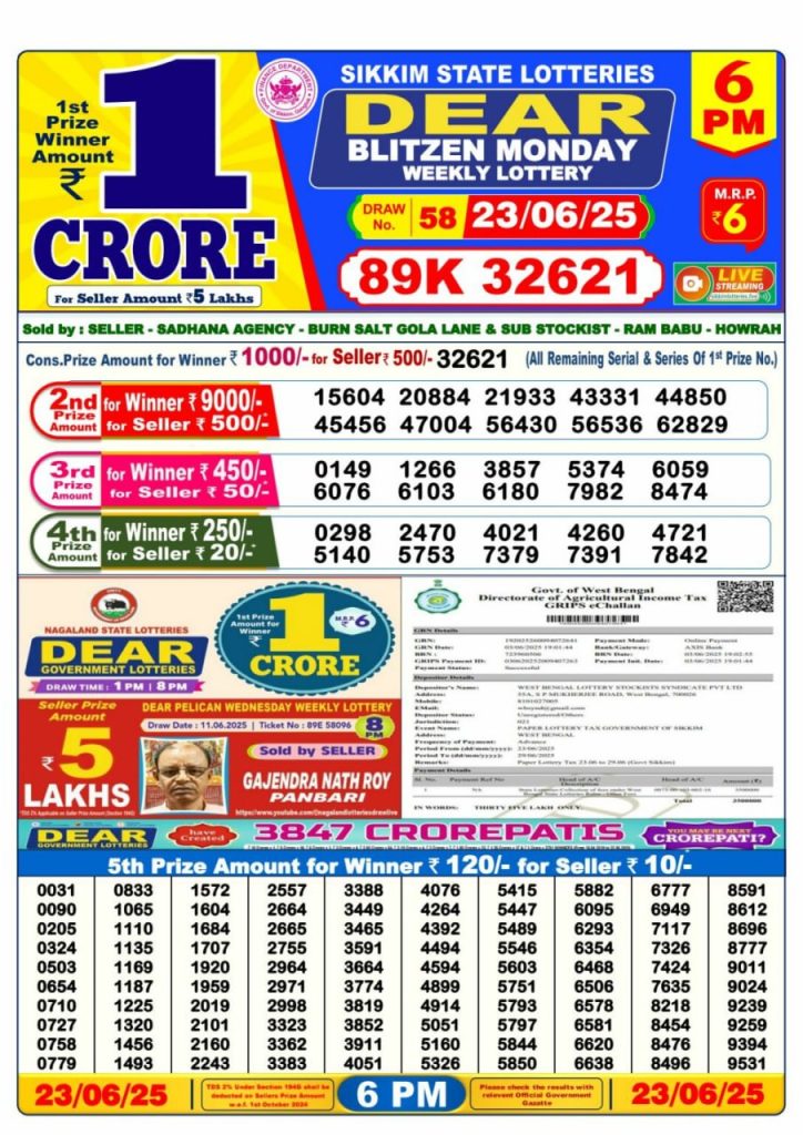 Dear Stork 6PM Lottery Result