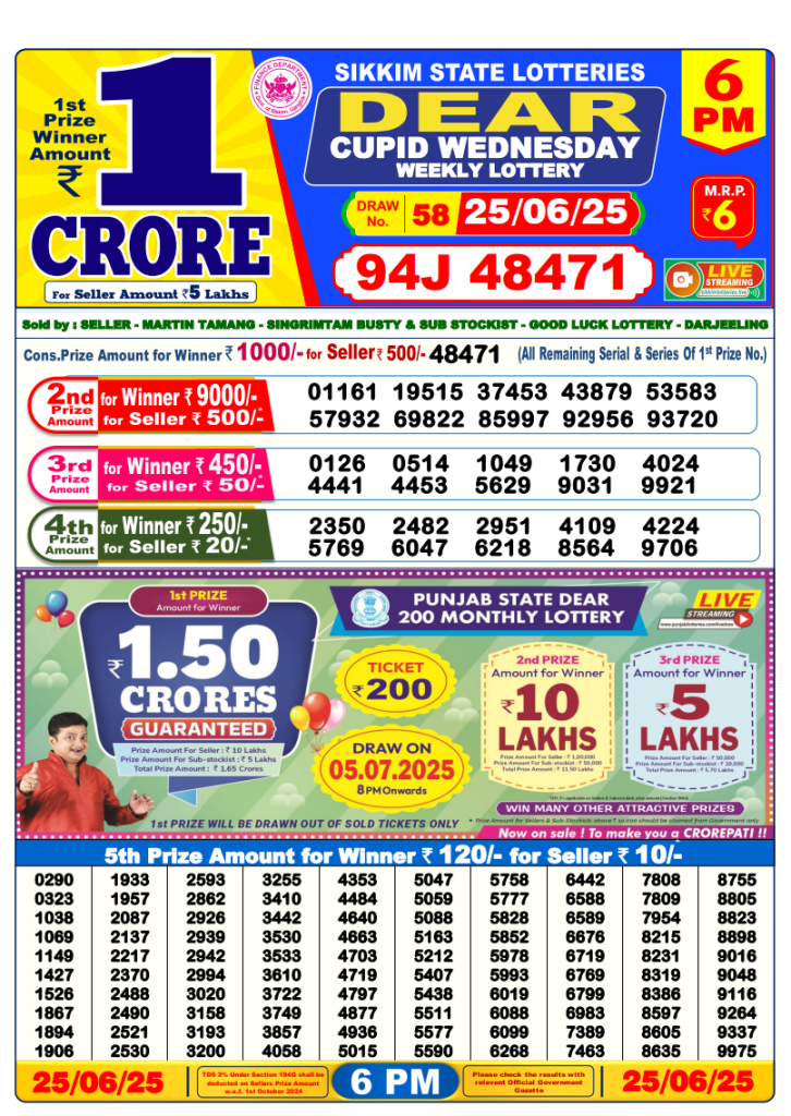 Dear Stork 6PM Lottery Result