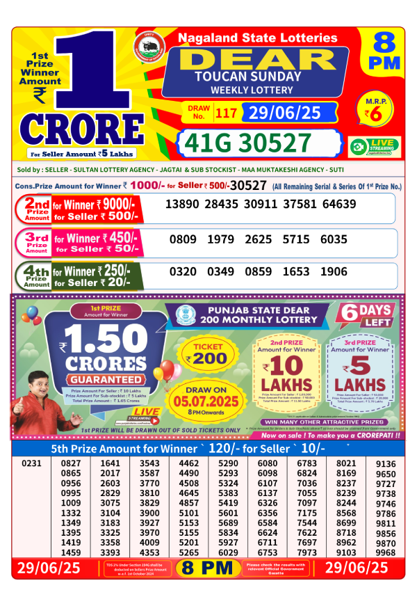 Dear Stork 8 PM Lottery Result